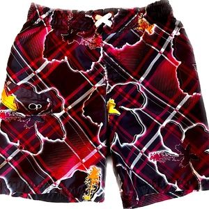 OP Boys red tropical design swim shorts .Excellent condition. Boys size small